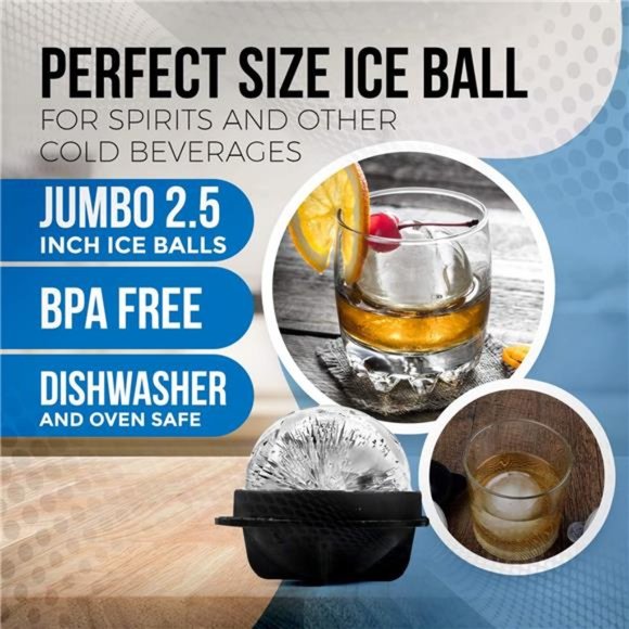 Round Ice Cube Mold Set of 4 Individual 2.5 Inch Tight Sealing, Leak Proof - Picture 4 of 6